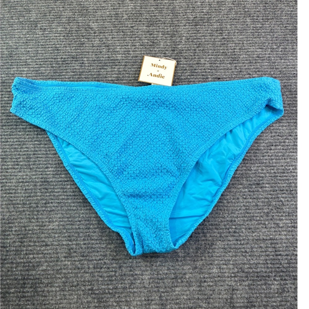 Mindy x Andie The Bikini Bottom Blue Crinkle Popcorn Swim Sporty XXXL AB461-SPL